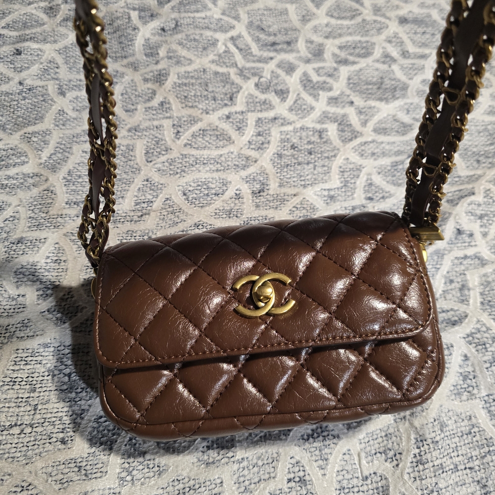 Chanel Brown Quilted Leather Shoulder Bag